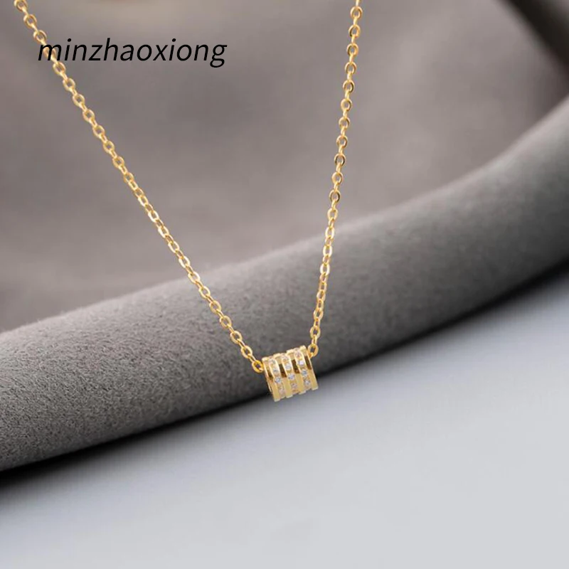 

S925 Sterling Silver New Fashion Jewelry Necklace Female Three-Circle Pendant Clavicle Chain Statement Necklace Women Jewelry