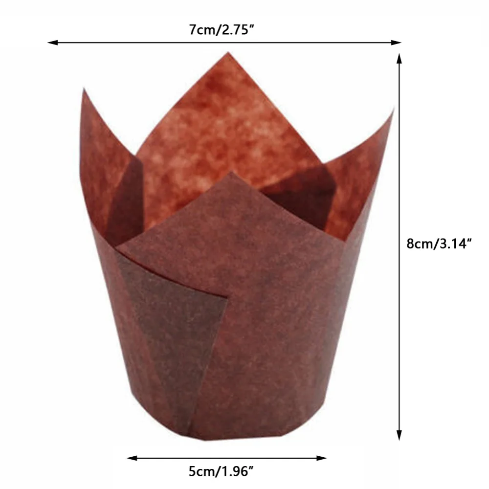50 шт. тюльпан цветок Шоколад кекс обертка выпечки Маффин бумажный лайнер Плесень одноразовые бумажные товары для украшения торта