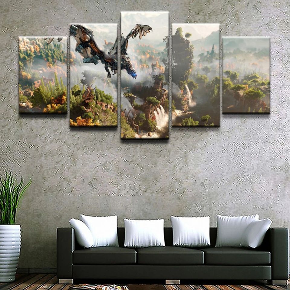

Print Poster Wall HD Art 5 Pieces/Pcs Game Horizon Zero Dawn Canvas Painting Frame Modular Pictures For Living Kids Room Decor