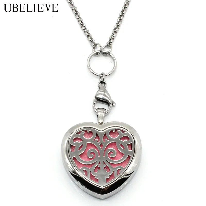 

Heart Locket Jewelry Silver Essential Oil Diffuser Locket With Felt Pads Hollow Aromatherapy Locket Pendant Drop shipping