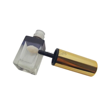 

100pcs/lot Clear Glass Lip Gloss Bottle With Heart Brush Gold Lid Empty Square Lipgloss Bottles Cosmetic Container Lip Balm Tube