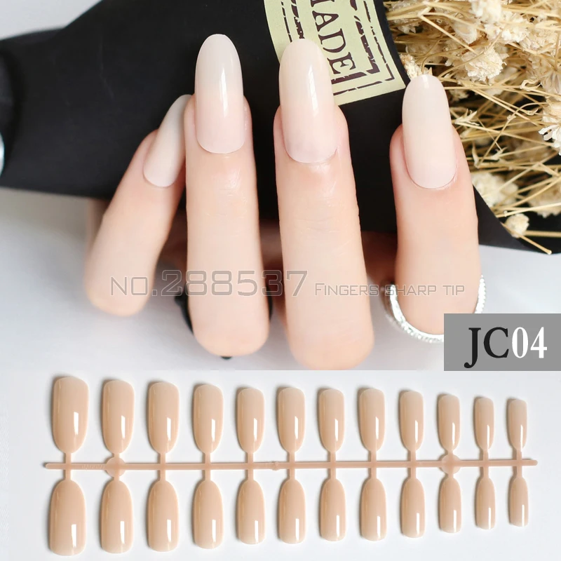 24 шт. овальные ногти с длинными круглыми ногтями|nude false nails|design nailsfalse nails |