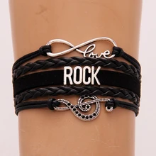 10 шт./партия) Бесконечная любовь рок браслет музыкальная нотка Шарм Плетеный веревочный кожаный бласлет Jewlry подарок для женщин мужчин 3 цвета