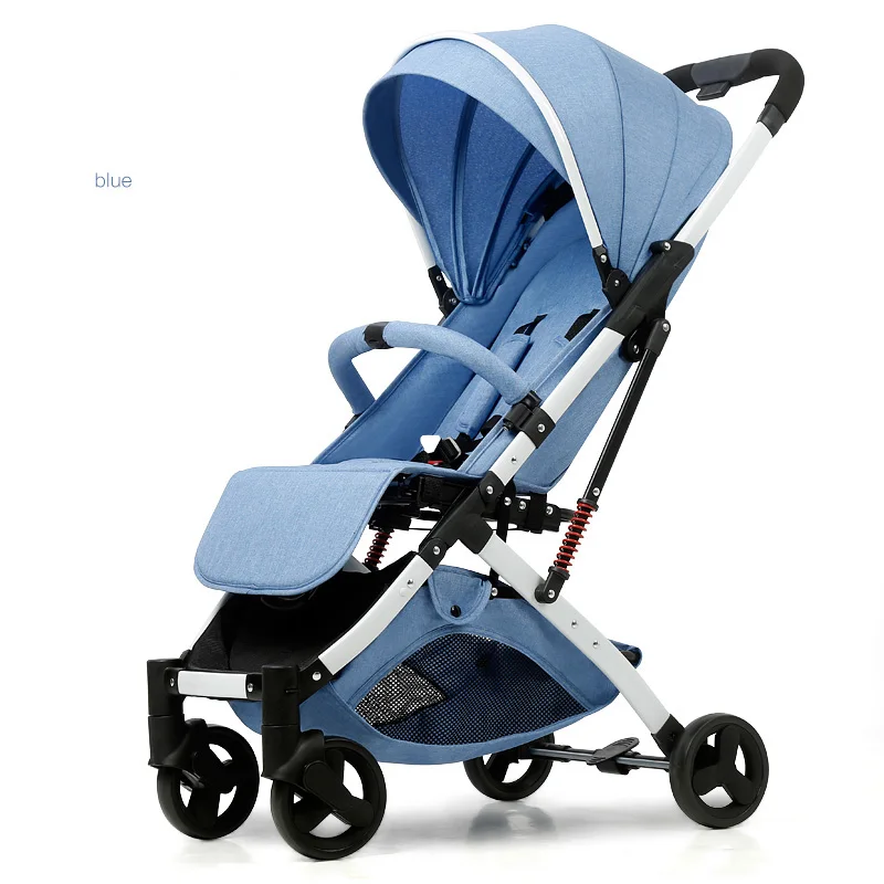 Детская коляска может сидеть на лежачем ультра-светильник, переносные складные амортизаторы, детская коляска с зонтиком - Цвет: blue