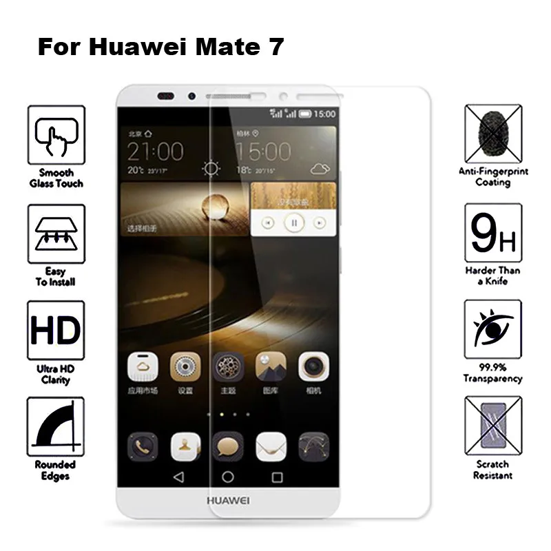 

2pcs Tempered Glass For Huawei Mate 7 Screen Protector Film Protective Glass For Huawei Ascend Mate 7 Mate7 MT7-TL10 MT7-CL00