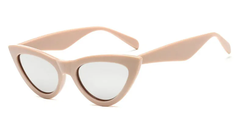 Кошачий глаз солнцезащитные очки женские солнцезащитные очки модные женские винтажные очки Женские Треугольные сексуальные ретро очки UV400 - Цвет линз: Beige silver lens