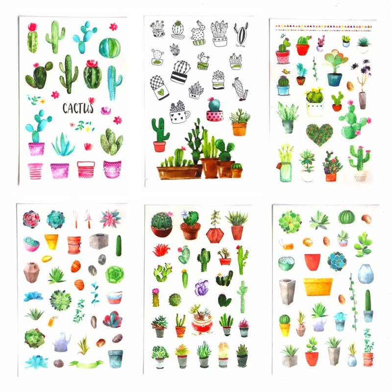 6 teile/satz Nette Grüne Kaktus Pflanze Planer Aufkleber Scrapbooking  Kawaii DIY Dekoration Stick Label Aufkleber Journal Aufkleber|Schreibwaren- Aufkleber| - AliExpress