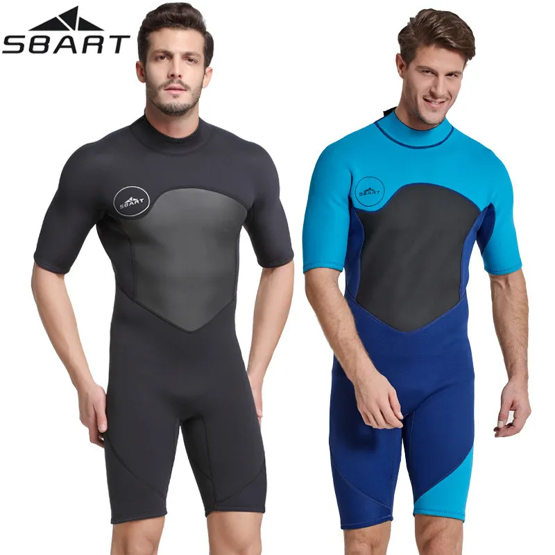 

SBART 2MM Men's Neoprene Wetsuit One-Piece Scuba Diving Short sleeve Suit for Male Dive Wet Suits Surfing Siwmming Swimwear