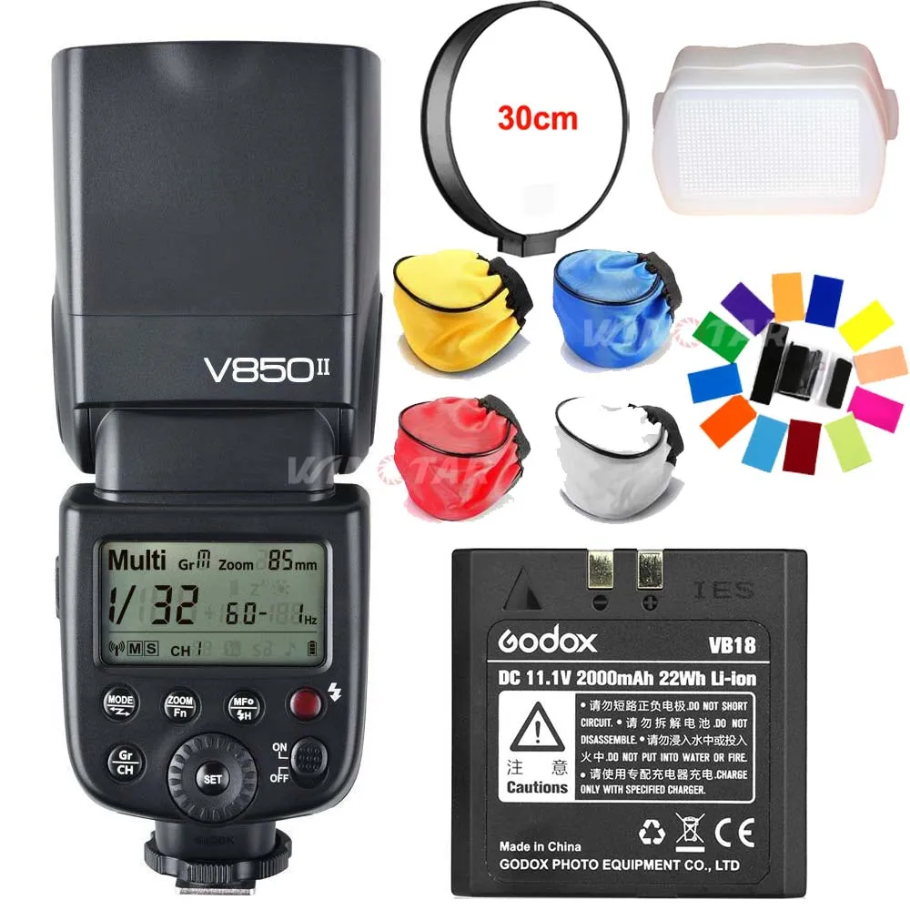 Godox V850II GN60 2.4 г беспроводной x Системы Speedlite литий-ионный Батарея вспышки света с автомобиля Зарядное устройство для Canon Nikon Sony камера+ подарок