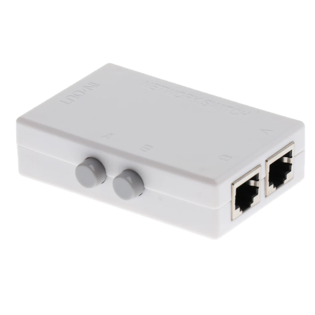 Mini 2Port Manual Network Sharing Switch 2In1 1In2 RJ45 Ethernet Switcher