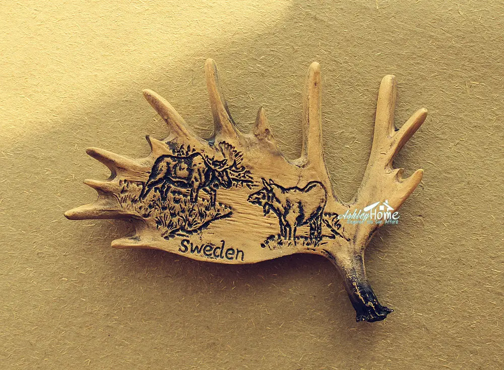 

Sweden Travel Souvenir GIFT Deer Moose Elk Antlers Shaped 3D Resin Fridge Magnet Craft