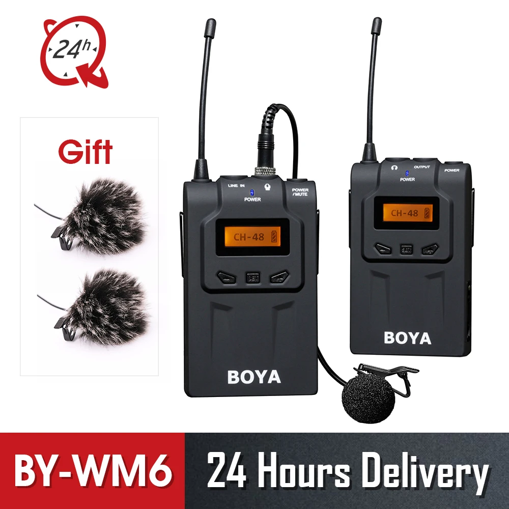 BOYA BY-WM6/BY-WM5/BY-WM8 UHF Беспроводная микрофонная система всенаправленный петличный микрофон для ENG EFP DV CAMEAR DSLR