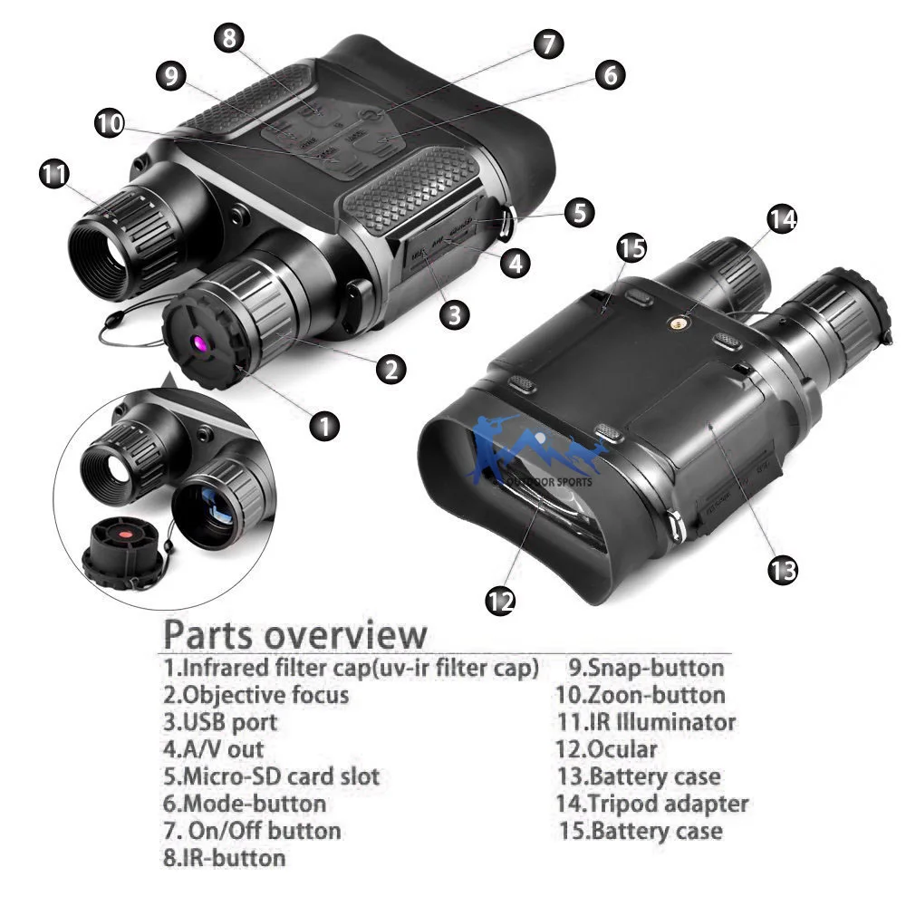 Eagleeye 850NM 3 Вт инфракрасный светодиодный фото-и видеосъемка 3,5-7X цифровой бинокль ночного видения для охоты OS27-0023