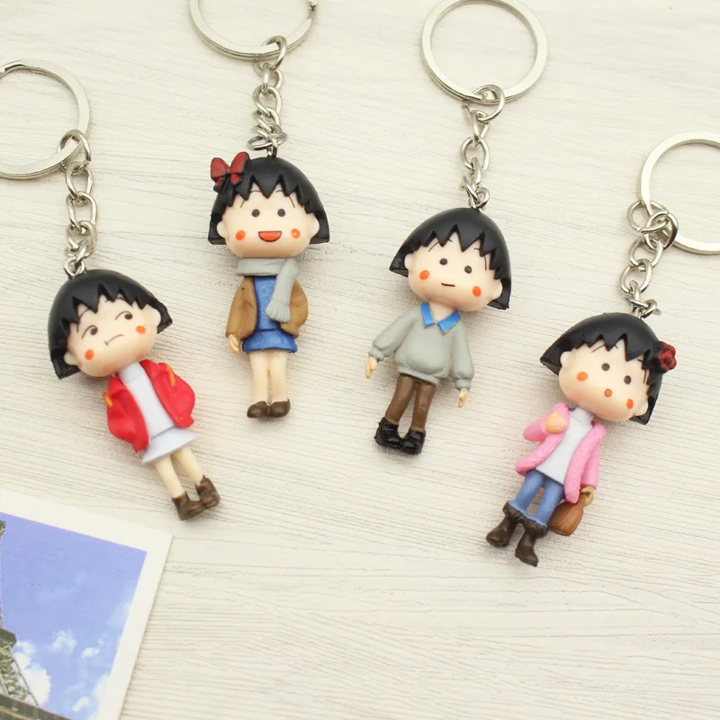 Wholesale 4pcs/lot PVC Cute Japanese Anime Dolls Maruko KeyChain Women