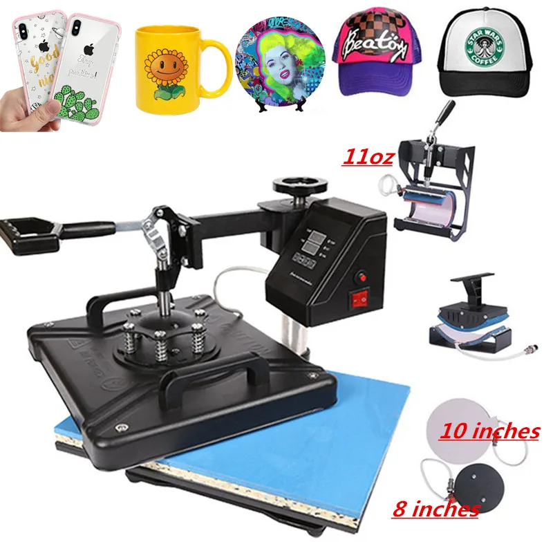 30 38CM 5 in 1 Combo Heat Press Machine Sublimation Printer 2D Thermal Transfer Cloth Cap