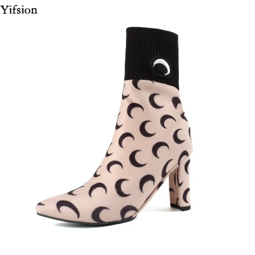 

Yifsion New Women Autumn Ankle Boots Square Heel Shoes Nice Pointed Toe Ladies White Pink Party Prom Shoes Women US Size 3-10.5