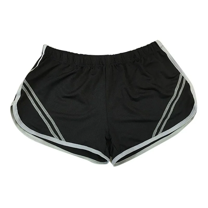 Профессиональные женские шорты из хлопка и нейлона, летняя спортивная одежда для тренировок с эластичной резинкой на талии, женские дышащие шорты для йоги - Цвет: Черный