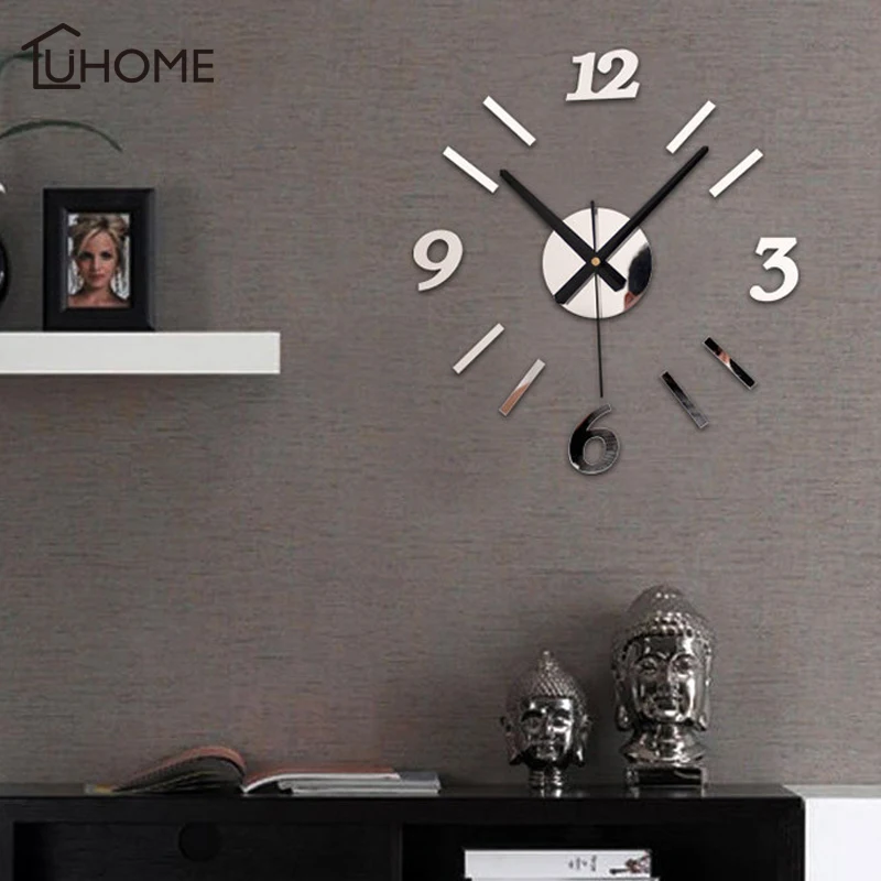 

Hot Sale 2018 New Wall Clock Clocks Watch Stickers Diy 3d Acrylic Mirror Home Decoration Quartz DIY Living Room Decor