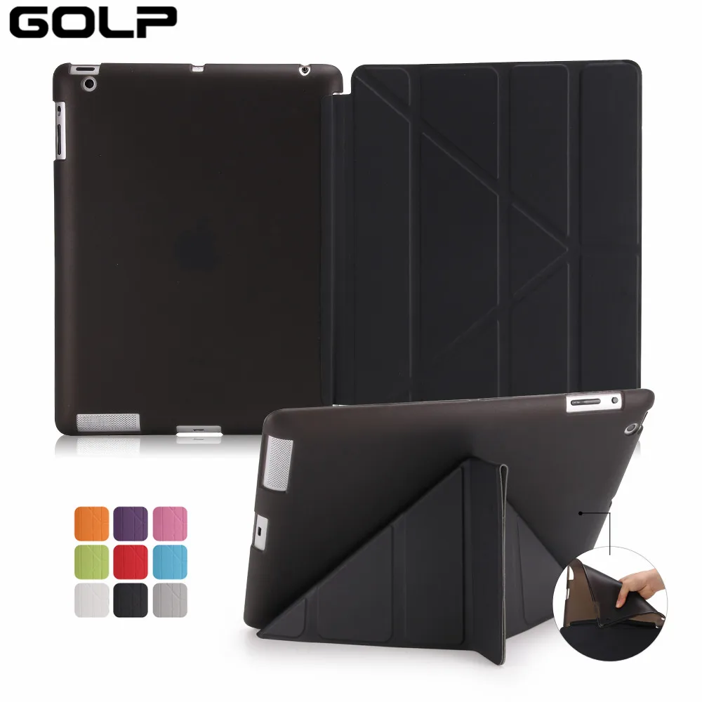 Чехол для iPad 2 3 4, golp Ultra Slim искусственная кожа флип чехол мягкая Вернуться ТПУ Magentic Smart Cover для iPad 2 3 4 A1430 a1460