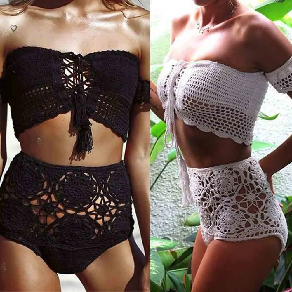 Sexy Handmade Crochet Bikinis Women Swimsuit Brazilian Biquini 2019 Swimwear Beach Bathing Suit