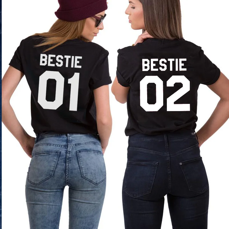 

Best Friend T Shirt Women BFF Matching T-Shirts BFF Bestie 01 Sister T-shirts Ladies Casual Cotton Harajuku Tops Drop
