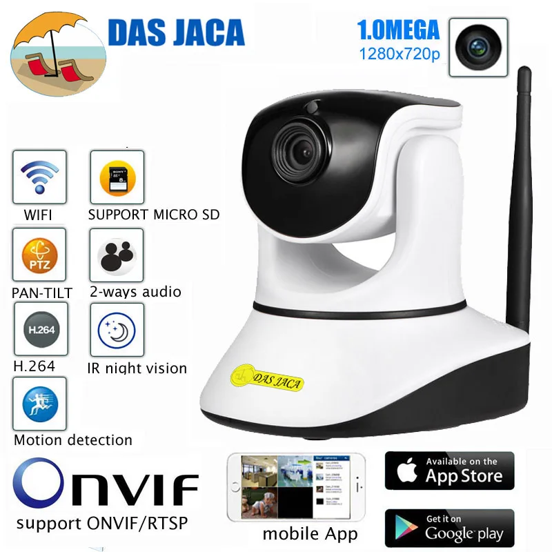 

DasJaca 1mp ip Camera P2P Baby Monitor Surveillance Camera 720P HD WIFI Camera Infrared Night Vision Home security camera SD dvr