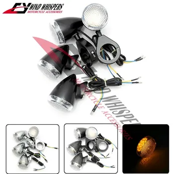 

4XPcs 39mm 41mm Fork Clamp Cruiser Chopper Front & Rear LED Turn Signals Light For Harley Davidson Softail Dyna Wide Glide V-Rod
