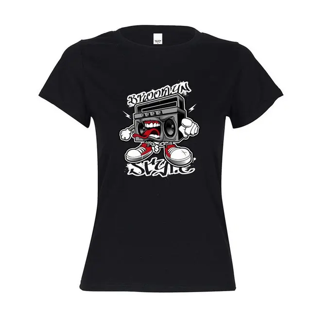 VEEVAN Brand Women T-Shirt Fashion Cool Music Hip Hop Style 3D Printing Top Tees 100% Cotton Red Black Grey White Casual T-Shirt
