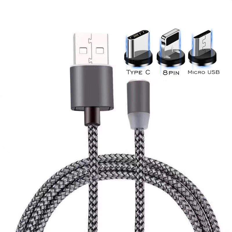 Магнитный зарядный кабель Micro USB Type C светящийся 2 А быстрая зарядка USBC/Type для Huawei P30