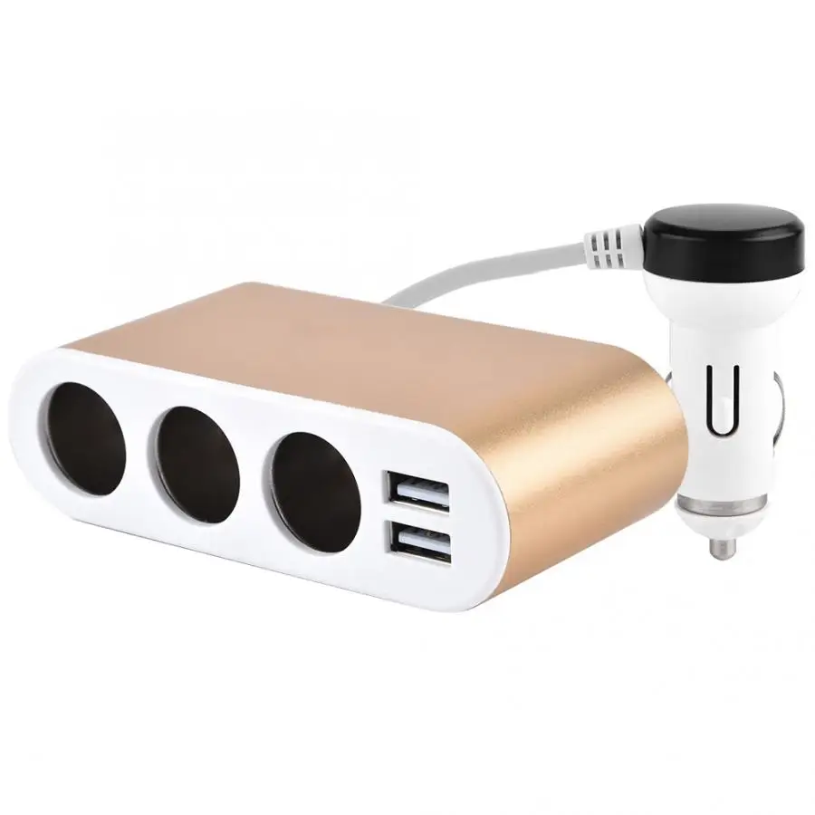 Автомобильный Золотой Быстрая зарядка Dual USB 3 Way автомобильный адаптер для зарядного устройства прикуриватель розетка автомобильные аксессуары высокого качества