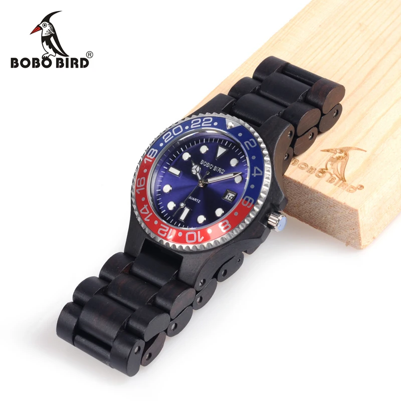 BOBO BIRD 2017 Luxury Brand Wooden Quartz Watches With Sparkling Calendar Display Mens Watch Top Brand Wristwatch relogio C-O25