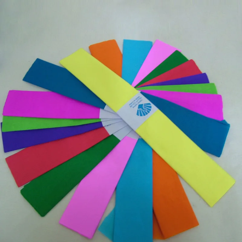 Diy Flower Craft Wrinkle Paper Roll Hand Cut Solid Color