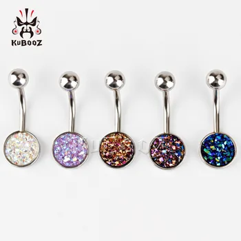

KUBOOZ 5 PCS Navel Piercing Belly Button Crystal Stainless Steel Rings Sexy Body Jewelry Fashion Gift Women Accessories