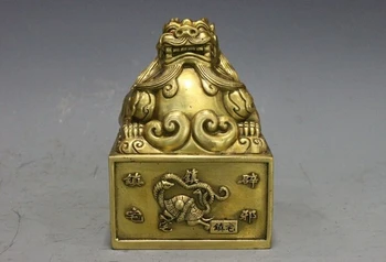 

wholesale factory Chinese Fengshui pure Brass copper home guarding Dragon tiger seal statue 25% off