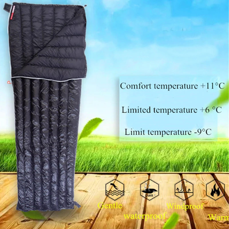 

Lengthened Ultralight Envelope type White Goose Down Camping Hiking Outdoor Sleeping Bags 200X82cm Waterproof Windproof Warm