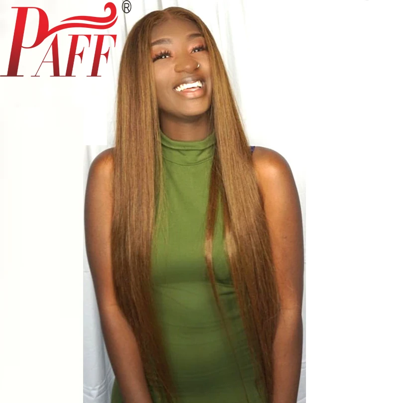 

PAFF Blonde Lace Front Human Hair Wig Straight Peruvian Remy Hair Wig Pre Plucked Bleached Knots 130% 150%180% Density