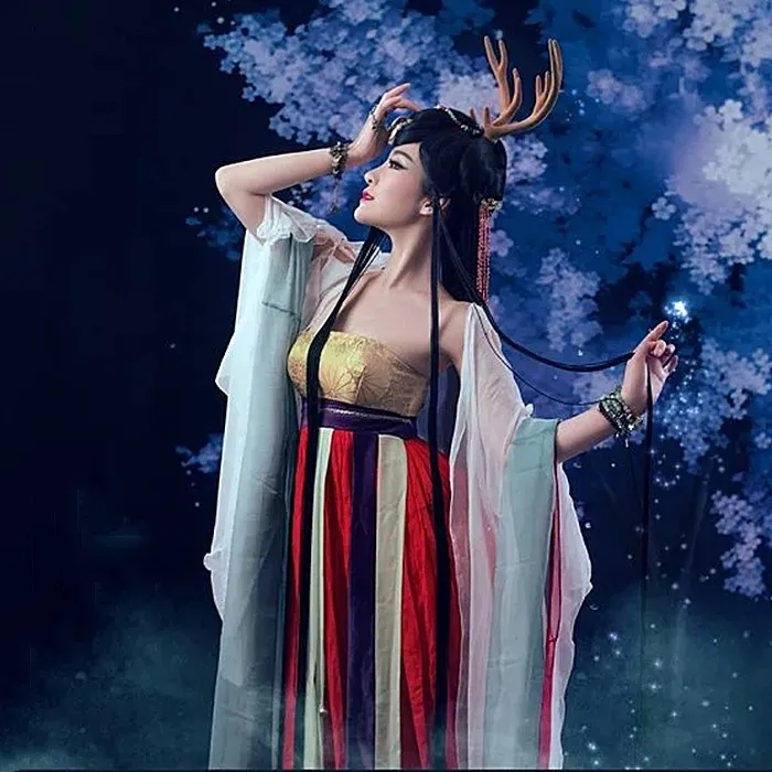 Jiu Se Lu олень Фея девять цветов Фэнтези косплей костюм Hanfu для женщин сказочный костюм