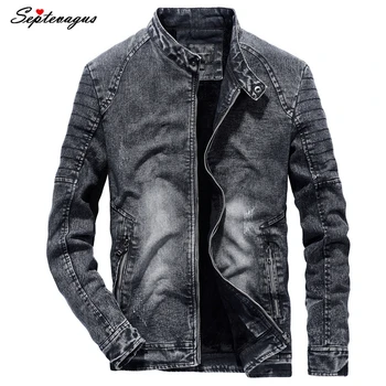

Cool Men Vintage Denim Casual Slim Fit Jackets Black Blue jacket Male 2019 Fashion Jeans Coat Outerwear;chaqueta abrigo hombre