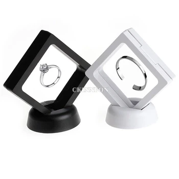

500Pcs/Lot Black White Suspended Floating Display Case Jewellery Coins Gems Artefacts Stand Holder Box