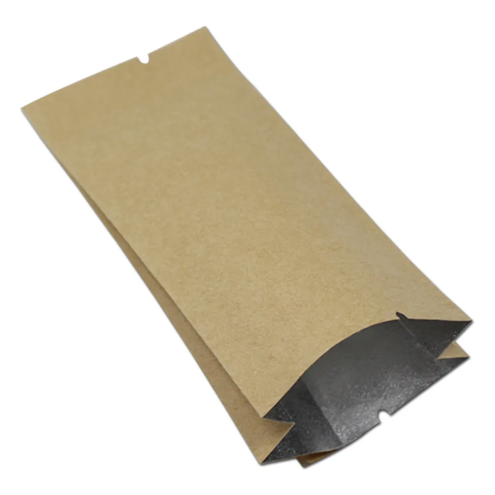 Open Top Kraft Paper Mylar Heat Sealing Package Bellow Pockets For
