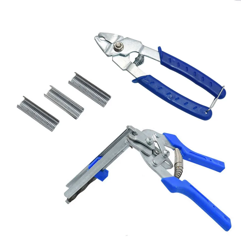 Animal Wire Cage Clamp Automatic Pliers/ Hog Ring Pliers + M Nails Bird Rabbit Cage Installation Tools Chicken Coop Equipment