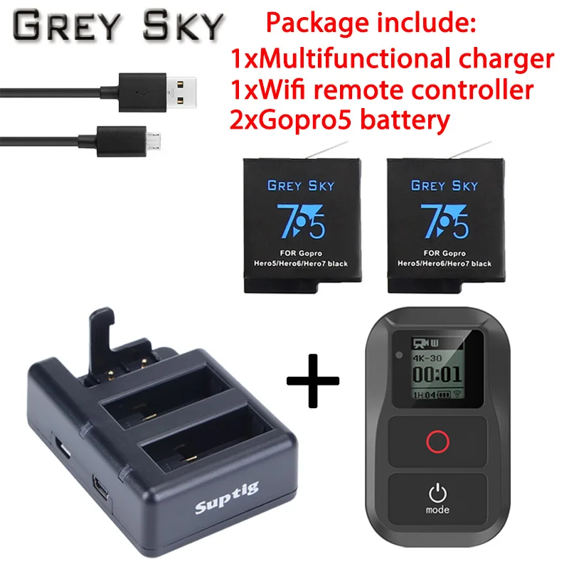

for Gopro hero 7 6 5 battery 3 way USB 3 Slots Multi-function Charger WiFi Remote Control Charger for GoPro Hero 5/4 Remote