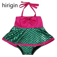 Повязка с бантом бикини с низким вырезом на спине с лямкой для маленьких девочек, цельный купальный костюм русалки, купальный костюм, пляжная одежда