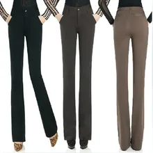 Тканевые прямые эластичные расклешенные брюки с высокой талией повседневные брюки размера плюс женские брюки в западном стиле