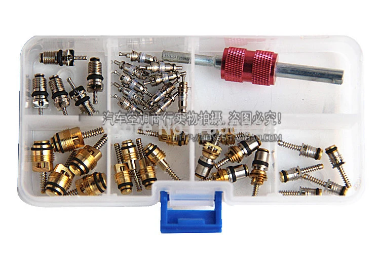 Automotive ac valve cores high and low pressure refrigerant pipe nozzle valve needle removable core repair tool 36pcs
