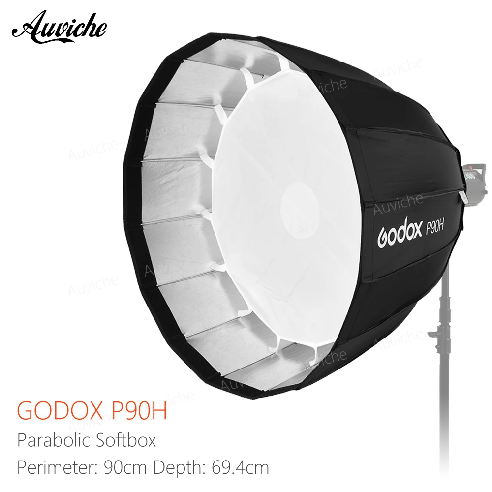 

Godox Portable P90H 90CM Deep Parabolic Softbox Bowens Mount Studio Flash Speedlite Reflector Photo Studio Softbox