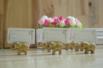 

100pcs/lot+NEW ARRIVAL Gold Lucky Elephant Place Card Holders/Photo Holder Wedding&Bridal Shower Favors and Gift+FREE SHIPPING