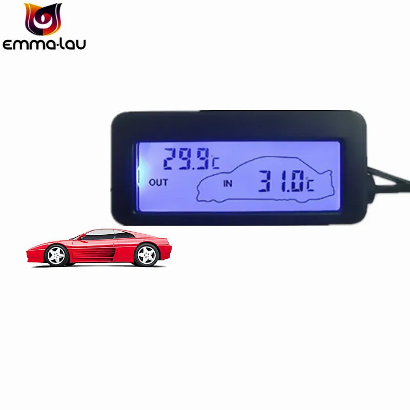 Dual In/Out LCD Dispaly Car Digital Thermometer 12V