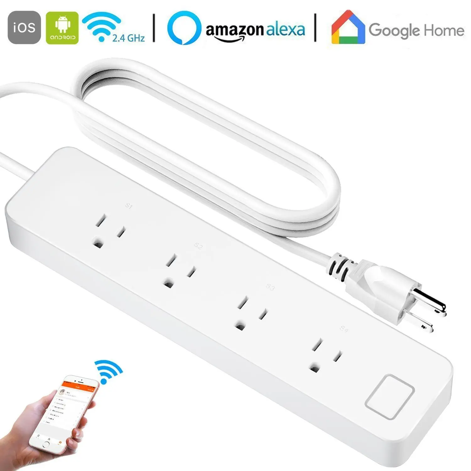 

Wifi Smart Power Strip USB Outlet Surge Protector US Plug Sockets Switch Individually Remote Control Work with Alexa Google Home