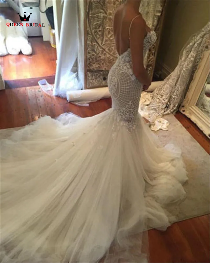 Robe De Mariee QUEEN BRIDAL сексуальное платье-Русалка с низким вырезом на спине свадебное платье Vestidos De Novias на заказ свадебное платье HC87